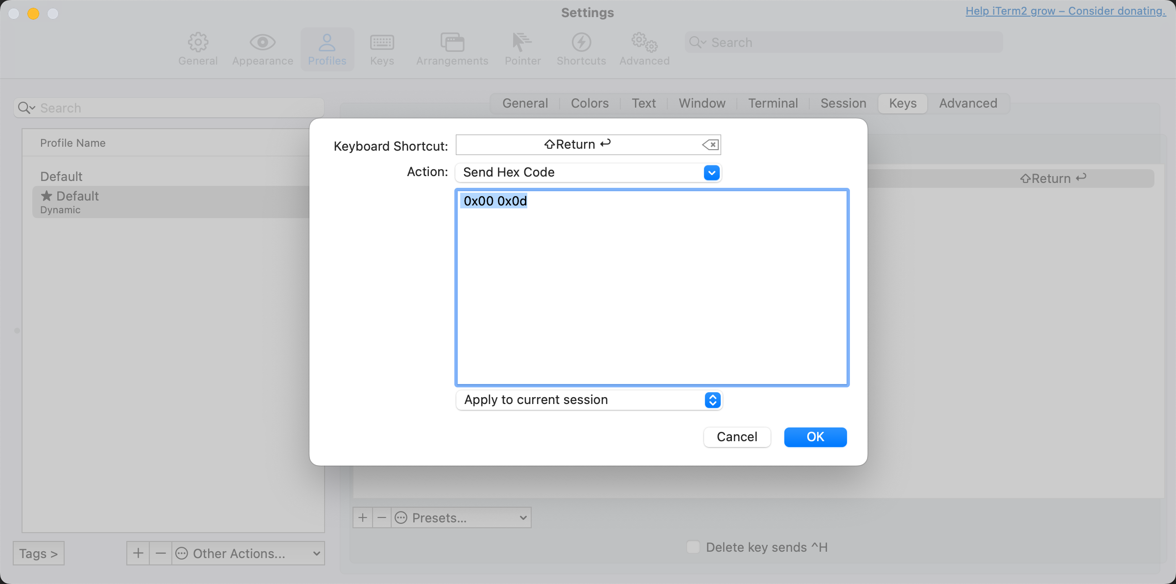 iTerm2 key shortcuts